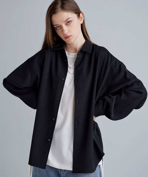 SOCCE（ソーシー）の「ルーズシルエットピーチタッチ起毛ツイルドレープシャツ（シャツ/ブラウス・メンズ・ブラック/チャコール/グレー・XL/L/M/S）」の7枚目の写真