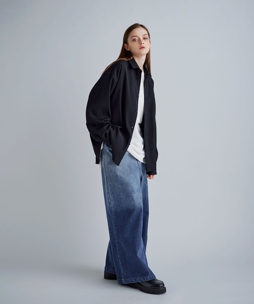 SOCCE（ソーシー）の「ルーズシルエットピーチタッチ起毛ツイルドレープシャツ（シャツ/ブラウス・メンズ・ブラック/チャコール/グレー・XL/L/M/S）」の11枚目の写真