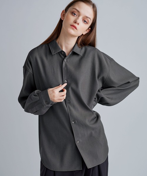 SOCCE（ソーシー）の「ルーズシルエットピーチタッチ起毛ツイルドレープシャツ（シャツ/ブラウス・メンズ・ブラック/チャコール/グレー・XL/L/M/S）」の13枚目の写真