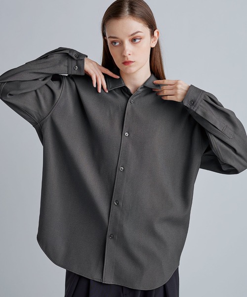 SOCCE（ソーシー）の「ルーズシルエットピーチタッチ起毛ツイルドレープシャツ（シャツ/ブラウス・メンズ・ブラック/チャコール/グレー・XL/L/M/S）」の15枚目の写真