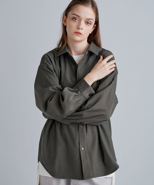 SOCCE（ソーシー）の「ルーズシルエットピーチタッチ起毛ツイルドレープシャツ（シャツ/ブラウス・メンズ・ブラック/チャコール/グレー・XL/L/M/S）」の22枚目の写真