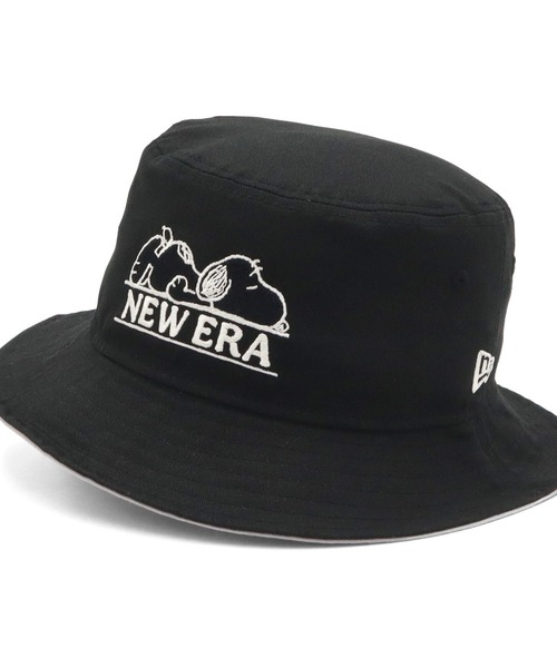 新品未使用★NEWERA スヌーピー バケットハット　ブラック M/L ニューエラキャップ バケットハット ピーナッツスヌーピーコラボ