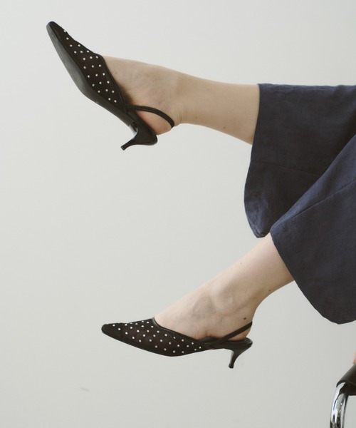 セール】LE VERNIS(ル・ベルニ)Rhinestone mules（パンプス