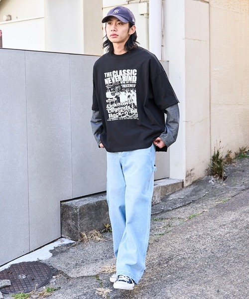 WEGO（ウィゴー）の「WEGO/フェイクレイヤードグラフィックロンT（Tシャツ/カットソー・メンズ・レッド系その他5/ブルー系その他5/グレー系その他5/ホワイト系その他5・LARGE/MEDIUM）」の10枚目の写真