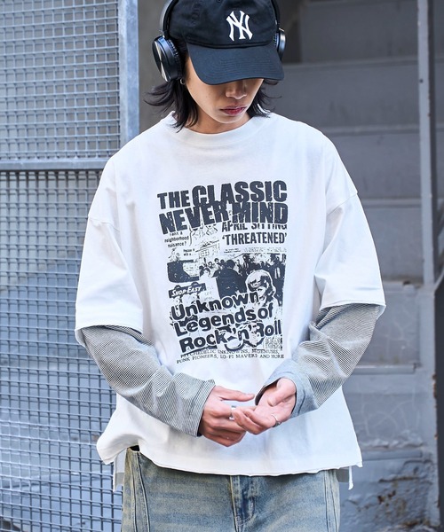 WEGO（ウィゴー）の「WEGO/フェイクレイヤードグラフィックロンT（Tシャツ/カットソー・メンズ・レッド系その他5/ブルー系その他5/グレー系その他5/ホワイト系その他5・LARGE/MEDIUM）」の16枚目の写真