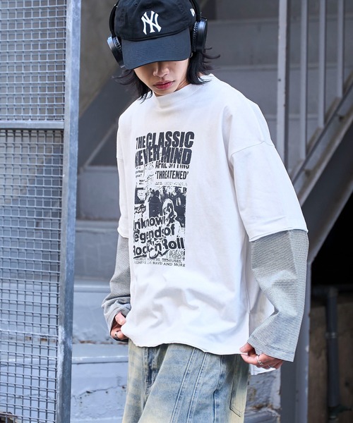 WEGO（ウィゴー）の「WEGO/フェイクレイヤードグラフィックロンT（Tシャツ/カットソー・メンズ・レッド系その他5/ブルー系その他5/グレー系その他5/ホワイト系その他5・LARGE/MEDIUM）」の17枚目の写真