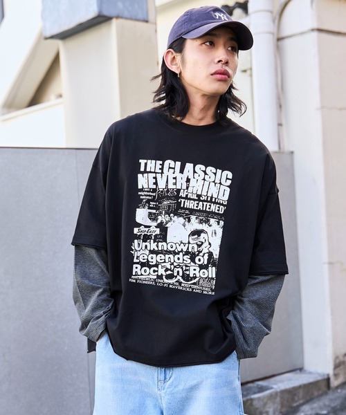 WEGO（ウィゴー）の「WEGO/フェイクレイヤードグラフィックロンT（Tシャツ/カットソー・メンズ・レッド系その他5/ブルー系その他5/グレー系その他5/ホワイト系その他5・LARGE/MEDIUM）」の22枚目の写真