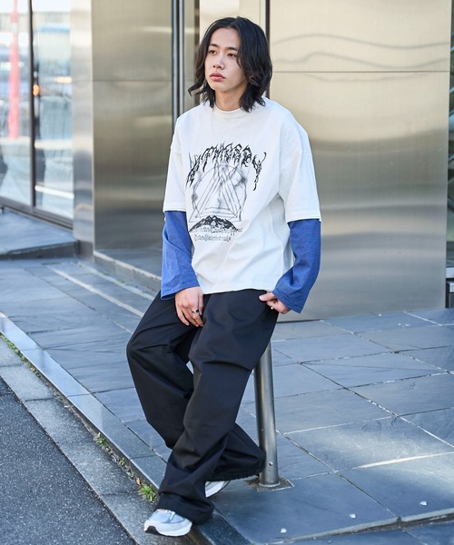 WEGO（ウィゴー）の「WEGO/フェイクレイヤードグラフィックロンT（Tシャツ/カットソー・メンズ・レッド系その他5/ブルー系その他5/グレー系その他5/ホワイト系その他5・LARGE/MEDIUM）」の11枚目の写真