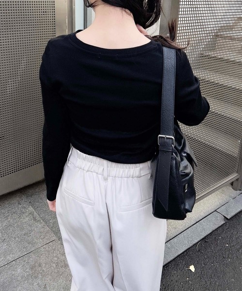 INGNI(イング)の「GOLDプレートテレコ長袖ピタTシャツ(Tシャツ/カットソー・レディース・オフホワイト/チャコールグレー/ブラック・M)」の12枚目の写真