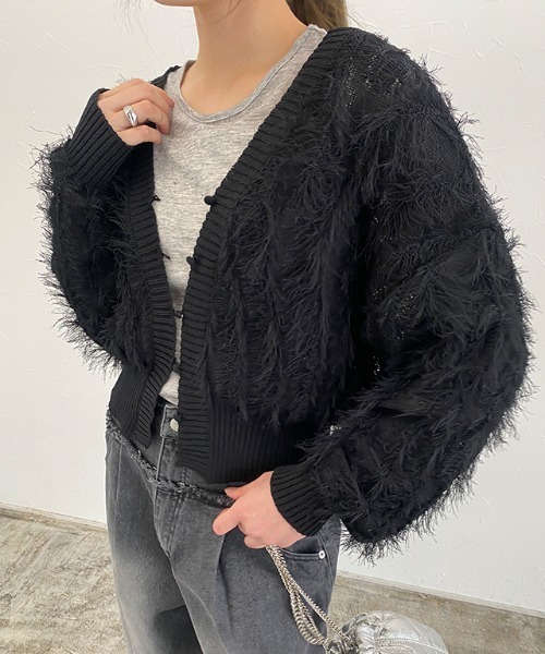 ECLAM（クラム）の「フリンジカーディガン（カーディガン/ボレロ・レディース・アイボリー/ブラック・M）」の8枚目の写真