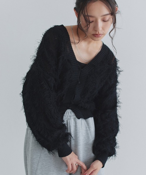 ECLAM（クラム）の「フリンジカーディガン（カーディガン/ボレロ・レディース・アイボリー/ブラック・M）」の22枚目の写真