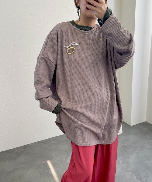 hyu,il(ヒュイル)の「超ビッグシルエット 前後2WAYワッフルカーディガン(カーディガン/ボレロ・レディース・モカ/ブルー系その他・FREE)」の21枚目の写真