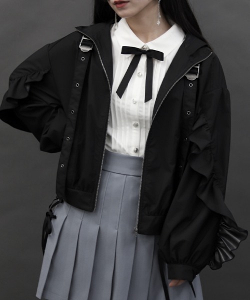 axes femme POETIQUE（アクシーズファムポエティック）の「ベルトデザインブルゾン（ブルゾン・レディース・ブラック/ホワイト・MEDIUM）」の13枚目の写真