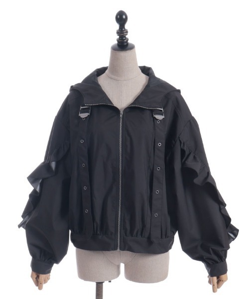 axes femme POETIQUE（アクシーズファムポエティック）の「ベルトデザインブルゾン（ブルゾン・レディース・ブラック/ホワイト・MEDIUM）」の14枚目の写真