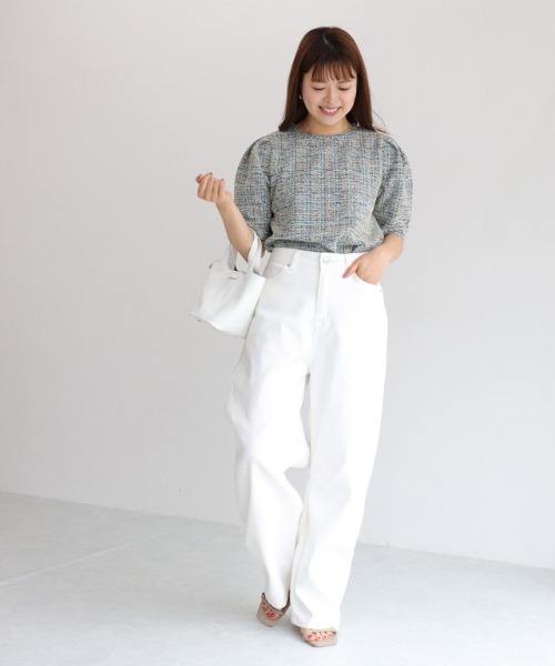 Pierrot(ピエロ)の「ツイードパフスリーブカットソー(Tシャツ/カットソー・レディース・ベージュ/ブラック/ブルー・M/L/LL/S)」の16枚目の写真