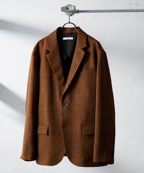 JOURNAL STANDARD relume（ジャーナルスタンダード　レリューム）の「ウォッシャブル LANATEC シャンブレー ジャケット（セットアップ着用可）（テーラードジャケット・メンズ・ベージュ系その他/ブラック/ブラウン系その他・LARGE/MEDIUM）」の2枚目の写真