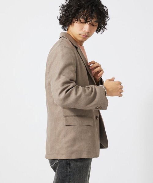 JOURNAL STANDARD relume（ジャーナルスタンダード　レリューム）の「ウォッシャブル LANATEC シャンブレー ジャケット（セットアップ着用可）（テーラードジャケット・メンズ・ベージュ系その他/ブラック/ブラウン系その他・LARGE/MEDIUM）」の4枚目の写真