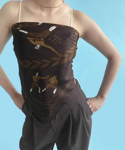 EDIT. FOR LULU（エディットフォールル）の「【A PIECE OF CHIC/ア・ピース・オブ・シック】silk skirf challenge（バンダナ/スカーフ・レディース・ブラウン・FREE）」の9枚目の写真