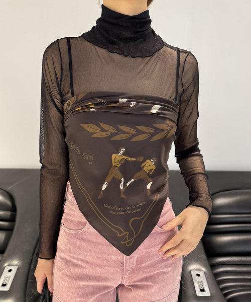 EDIT. FOR LULU（エディットフォールル）の「【A PIECE OF CHIC/ア・ピース・オブ・シック】silk skirf challenge（バンダナ/スカーフ・レディース・ブラウン・FREE）」の11枚目の写真