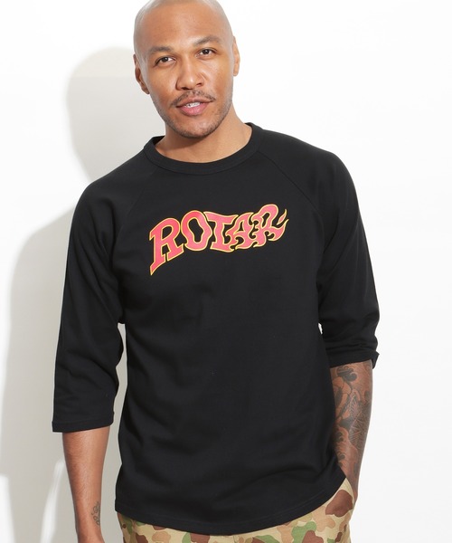 ROTAR(ローター)の「Fire LOGO Raglan Tee(Tシャツ/カットソー・メンズ・ブラック/ホワイト×ブラック・SMALL/MEDIUM/LARGE/X-LARGE)」の3枚目の写真