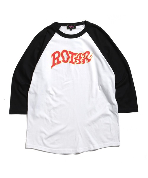 ROTAR(ローター)の「Fire LOGO Raglan Tee(Tシャツ/カットソー・メンズ・ブラック/ホワイト×ブラック・SMALL/MEDIUM/LARGE/X-LARGE)」の4枚目の写真