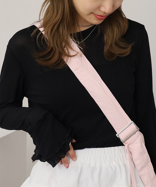 ROOPTOKYO(ループトウキョウ)の「Flare Sleeve Mellow Sheer Innerwear / フレアスリーブメローデザイン シアートップス(Tシャツ/カットソー・レディース・ブラウン/ホワイト/ブラック/グレー・FREE)」の16枚目の写真