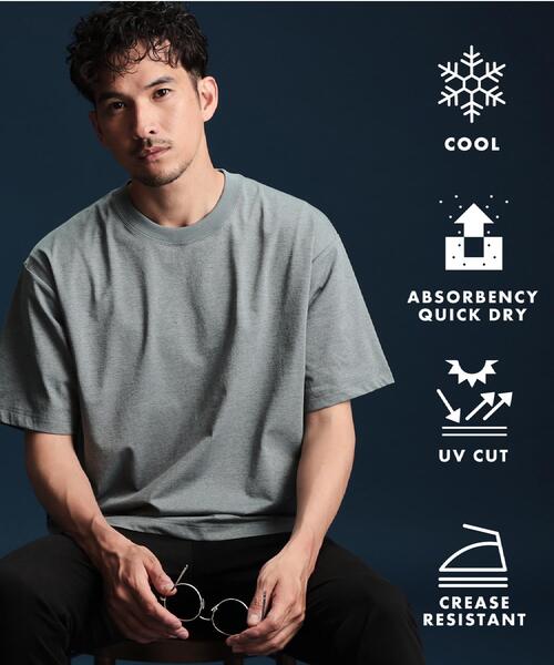 THE SHOP TK （ザ ショップ ティーケー ）の「PERFECTEE/パーフェクティー　【接触冷感/吸水速乾/UVカット/防シワ】（Tシャツ/カットソー・メンズ・モスグリーン/ベージュ/オフホワイト/チャコールグレー・02/03/04）」の4枚目の写真