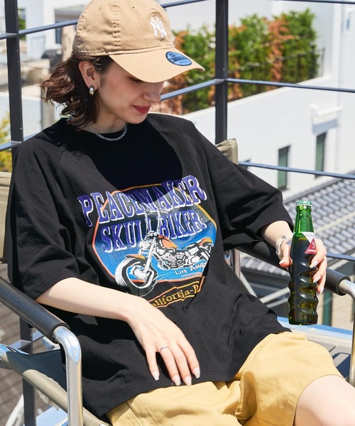 BARK MANHATTAN（バークマンハッタン）の「【BARK MANHATTAN】ヴィンテージライクデザイン オーバーサイズラグラン半袖Tシャツ（Tシャツ/カットソー・レディース・チャコール/グレー系4/オフホワイト/アッシュグレー/ブラック系3/グレー系9/グレー系8/グレー系7・M/L）」の3枚目の写真