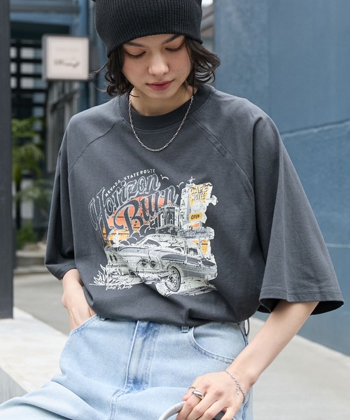 BARK MANHATTAN(バークマンハッタン)の「【BARK MANHATTAN】ヴィンテージライクデザイン オーバーサイズラグラン半袖Tシャツ(Tシャツ/カットソー・レディース・チャコール/グレー系4/オフホワイト/アッシュグレー/ブラック系3/グレー系9/グレー系8/グレー系7/グレー系その他/グレー系その他2/グレー系その他4/グレー系その他3・M/L)」の6枚目の写真