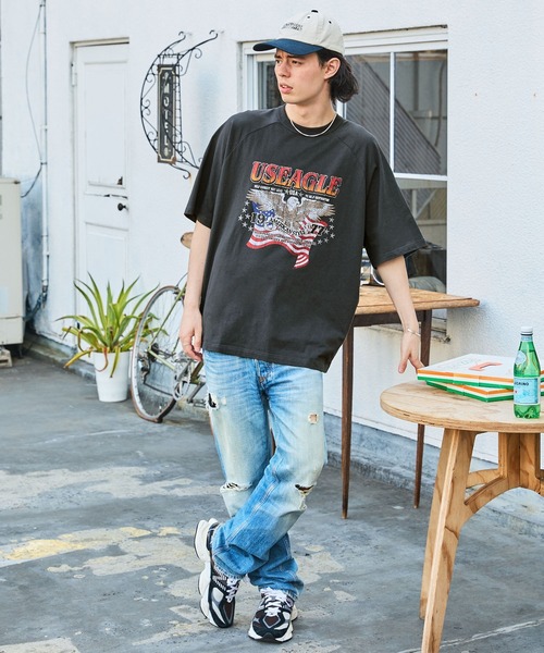 BARK MANHATTAN（バークマンハッタン）の「【BARK MANHATTAN】ヴィンテージライクデザイン オーバーサイズラグラン半袖Tシャツ（Tシャツ/カットソー・レディース・チャコール/グレー系4/オフホワイト/アッシュグレー/ブラック系3/グレー系9/グレー系8/グレー系7・M/L）」の14枚目の写真