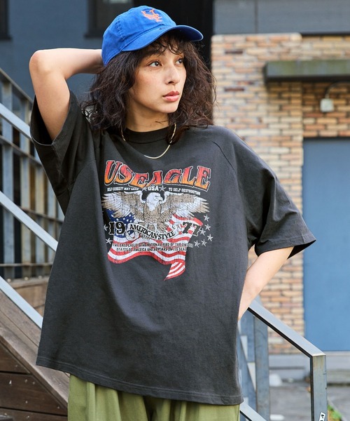 BARK MANHATTAN（バークマンハッタン）の「【BARK MANHATTAN】ヴィンテージライクデザイン オーバーサイズラグラン半袖Tシャツ（Tシャツ/カットソー・レディース・チャコール/グレー系4/オフホワイト/アッシュグレー/ブラック系3/グレー系9/グレー系8/グレー系7・M/L）」の17枚目の写真