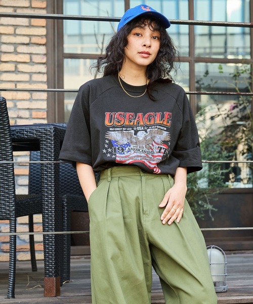 BARK MANHATTAN（バークマンハッタン）の「【BARK MANHATTAN】ヴィンテージライクデザイン オーバーサイズラグラン半袖Tシャツ（Tシャツ/カットソー・レディース・チャコール/グレー系4/オフホワイト/アッシュグレー/ブラック系3/グレー系9/グレー系8/グレー系7・M/L）」の18枚目の写真