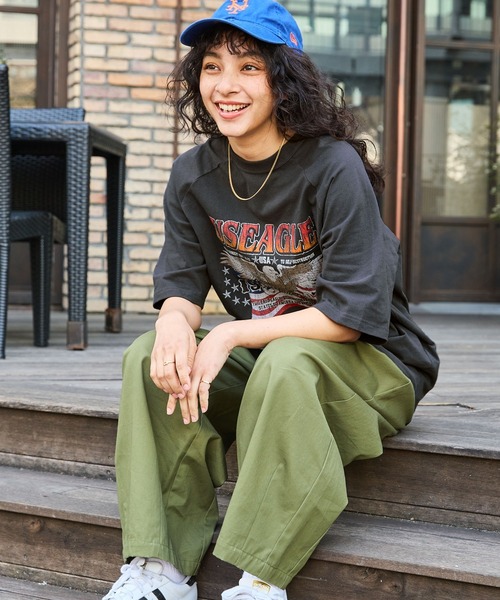 BARK MANHATTAN（バークマンハッタン）の「【BARK MANHATTAN】ヴィンテージライクデザイン オーバーサイズラグラン半袖Tシャツ（Tシャツ/カットソー・レディース・チャコール/グレー系4/オフホワイト/アッシュグレー/ブラック系3/グレー系9/グレー系8/グレー系7・M/L）」の19枚目の写真