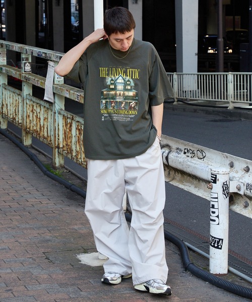 ヴィンテージライクデザイン オーバーサイズラグラン半袖Tシャツ（T