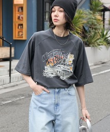 BARK MANHATTAN（バークマンハッタン）の「【BARK MANHATTAN】ヴィンテージライクデザイン オーバーサイズラグラン半袖Tシャツ（Tシャツ/カットソー）」