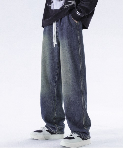 B.I.D.(ビーアイディー)の「《ヴィンテージライク》ルーズフィット ストレートデニム(デニムパンツ・メンズ・サックスブルー/ダークインディゴブルー・FREE)」の11枚目の写真