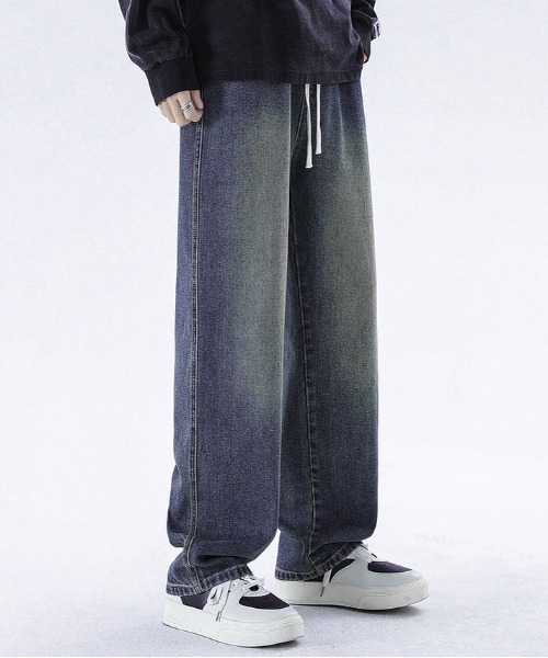 B.I.D.(ビーアイディー)の「《ヴィンテージライク》ルーズフィット ストレートデニム(デニムパンツ・メンズ・サックスブルー/ダークインディゴブルー・FREE)」の8枚目の写真