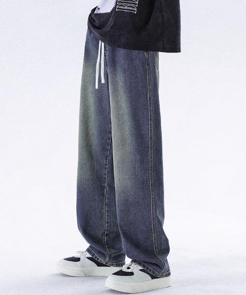 B.I.D.(ビーアイディー)の「《ヴィンテージライク》ルーズフィット ストレートデニム(デニムパンツ・メンズ・サックスブルー/ダークインディゴブルー・FREE)」の7枚目の写真