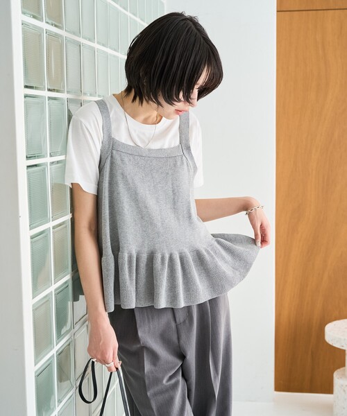 セール】限定展開 サマーニット フリルチュニック キャミセット
