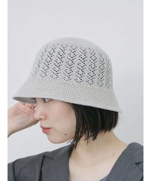 Samansa Mos2 blue（サマンサモスモスブルー）の「透かし柄ニットバケットハット（ハット・レディース・ブラック/グレー/キナリ・F）」の3枚目の写真