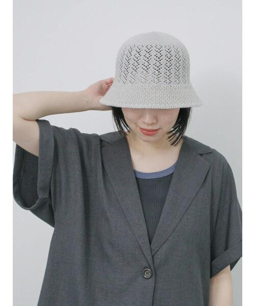 Samansa Mos2 blue（サマンサモスモスブルー）の「透かし柄ニットバケットハット（ハット・レディース・ブラック/グレー/キナリ・F）」の5枚目の写真