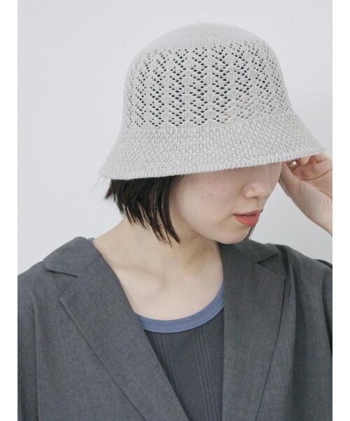 Samansa Mos2 blue（サマンサモスモスブルー）の「透かし柄ニットバケットハット（ハット・レディース・ブラック/グレー/キナリ・F）」の8枚目の写真