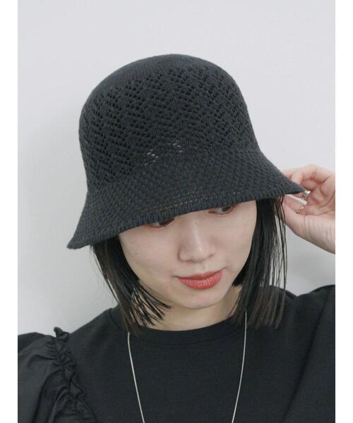Samansa Mos2 blue（サマンサモスモスブルー）の「透かし柄ニットバケットハット（ハット・レディース・ブラック/グレー/キナリ・F）」の9枚目の写真