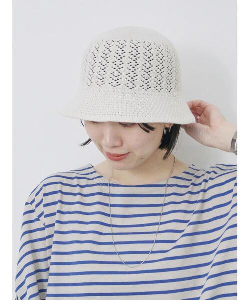 Samansa Mos2 blue（サマンサモスモスブルー）の「透かし柄ニットバケットハット（ハット・レディース・ブラック/グレー/キナリ・F）」の19枚目の写真