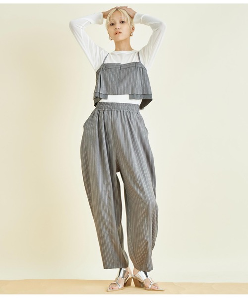 Settimissimo（セッティミッシモ）の「ヘリンボーン ストライプ レイヤード キャミソール（キャミソール・レディース・グレー/ベージュ・FREE）」の6枚目の写真