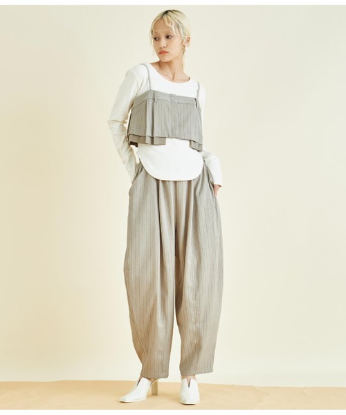 Settimissimo（セッティミッシモ）の「ヘリンボーン ストライプ レイヤード キャミソール（キャミソール・レディース・グレー/ベージュ・FREE）」の14枚目の写真