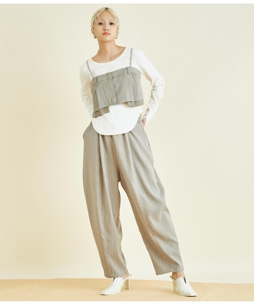 Settimissimo（セッティミッシモ）の「ヘリンボーン ストライプ レイヤード キャミソール（キャミソール・レディース・グレー/ベージュ・FREE）」の15枚目の写真