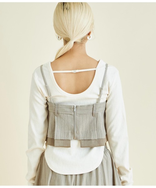 Settimissimo（セッティミッシモ）の「ヘリンボーン ストライプ レイヤード キャミソール（キャミソール・レディース・グレー/ベージュ・FREE）」の18枚目の写真