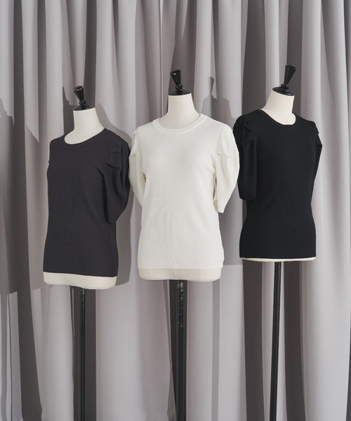 Solace(ソレイス)の「ボリュームショルダートップス(Tシャツ/カットソー・レディース・ブラック/ホワイト/チャコールグレー・FREE)」の16枚目の写真