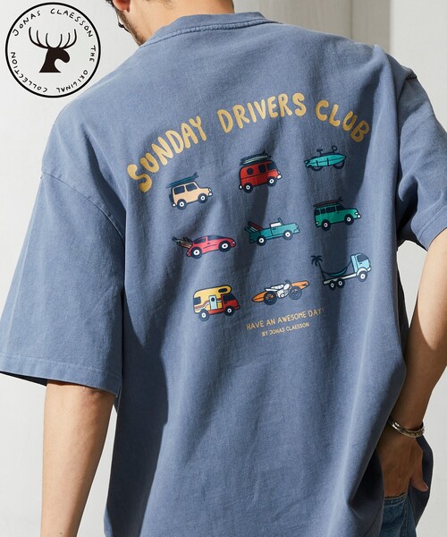 Jonas Claesson（ジョナスクレアッソン）の「JONAS CLAESSON/ジョナス クレアッソン In Side Out Sunday Drivers Club Tee/インサイドアウト サンデー ドライバーズクラブ Tシャツ/リバーシブル（Tシャツ/カットソー・メンズ・チャコールグレー/オフホワイト/ピンク/ネイビー・MEDIUM/LARGE）」の4枚目の写真